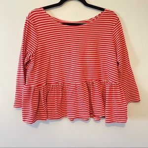 Free People We The Free Striped Peplum Top Red Grey Size Medium